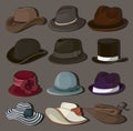 Vector set of man and woman hats