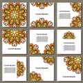 Vector set with mandala. Background abstract circle ornament. Decorative retro element. Invitation card on wedding, birthday.