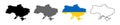Vector set of maps of Ukraine, various outline stroke maps