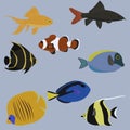 Vector set of marine animals. Sea life Royalty Free Stock Photo