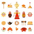 Vector Set of Maslenitsa icons in flat style isolated on white background