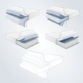 Vector set mattress section on layers