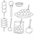 Vector set of meatball, fish ball, pork ball and shrimp ball