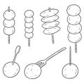 Vector set of meatball, fish ball, pork ball and shrimp ball