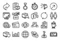 Vector set of Medal, Report diagram and Direction line icons set. Vector