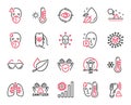 Vector Set of Medical icons related to Mint leaves, Insurance hand and Fever. Vector