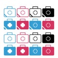 Vector Set of medical icons vector for web design and mobile. Colored. Firefighter, first aid kit multi color style icon