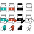 Vector Set of medical icons vector for web design and mobile. Colored. Firefighter, first aid kit multi color style icon