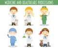 Vector Set of Medicine and Healthcare Professions