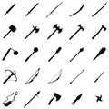 Vector set of 25 medieval weapon icons Royalty Free Stock Photo