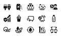 Vector set of Megaphone, Employees group and Security statistics icons simple set. Vector