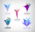 Vector set of men, people group, family logos. Child adoption logo collection and charitable foundations, social Royalty Free Stock Photo