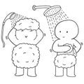 Vector set of men showering