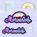 Vector set with Mermaid, Rainbow, tails.