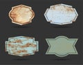 Vector set of metal shield sign plate texture background