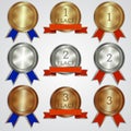 Vector set of metallic badges with ribbons for Royalty Free Stock Photo