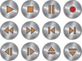 Vector set of metallic multimedia buttons