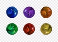 Vector Set of Metallic Realistic Spheres, 3D Shiny Objects Collection Isolated. Royalty Free Stock Photo