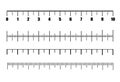 Vector set of metric rulers in flat style. Ruler scale measure or length measurement scale chart