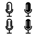 Vector set of mic, podcast, microphone icons isolated on white Royalty Free Stock Photo