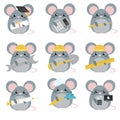 Vector set of mice various professions