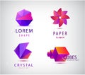 Vector set Minimalistic Geometric Origami Logo Collection, graphic design elements for your company. Creative business