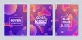 Vector set of modern abstract fluid covers set. Cool gradient liquid shapes composition, space. Futuristic design.