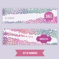 Vector set of modern banners broken tille mosaic for promotion, site, identity. Royalty Free Stock Photo