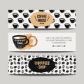 Vector set of modern banners with coffee backgrounds