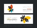 Vector set of modern horizontal website banners with flower peta