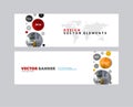 Vector set of modern horizontal website banners with points circ Royalty Free Stock Photo