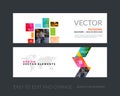 Vector set of modern horizontal website banners with yellow squa