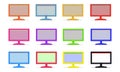 Vector set of modern monoblock desktop computers with blank screen isolated on transparent background Royalty Free Stock Photo