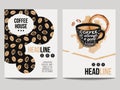 Vector set of modern posters with coffee backgrounds Royalty Free Stock Photo