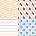 Vector set of Stylish Abstract modern seamless geometric textile vector background in pastel light colors