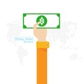 Vector set money Dollar map world icon hand and arm Royalty Free Stock Photo