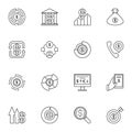 Vector set of Money outline icons. Vector cash line symbols