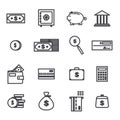 Vector set of money related outlined icons