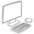 Vector set of monitor, keyboard and mouse
