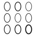 Vector set of monochrome black oval rope frame. Royalty Free Stock Photo