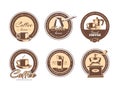 Vector set of monochrome coffee emblems, labels, badges logos.