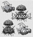 Vector set of monochrome comics icons