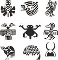 Vector set of monochrome Indian symbols. Royalty Free Stock Photo