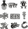 Vector set of monochrome Indian symbols. Royalty Free Stock Photo