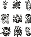 Vector set of monochrome Indian symbols Royalty Free Stock Photo