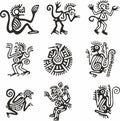 Vector set of monochrome Indian symbols. Royalty Free Stock Photo