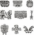 Vector set of monochrome Indian symbols. Royalty Free Stock Photo