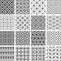 Vector set of monochrome retro seamless patterns