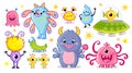 Vector set with monsters in cartoon style. Collection with funny ugly creatures Royalty Free Stock Photo