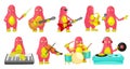 Vector set of monsters playing music illustrations Royalty Free Stock Photo